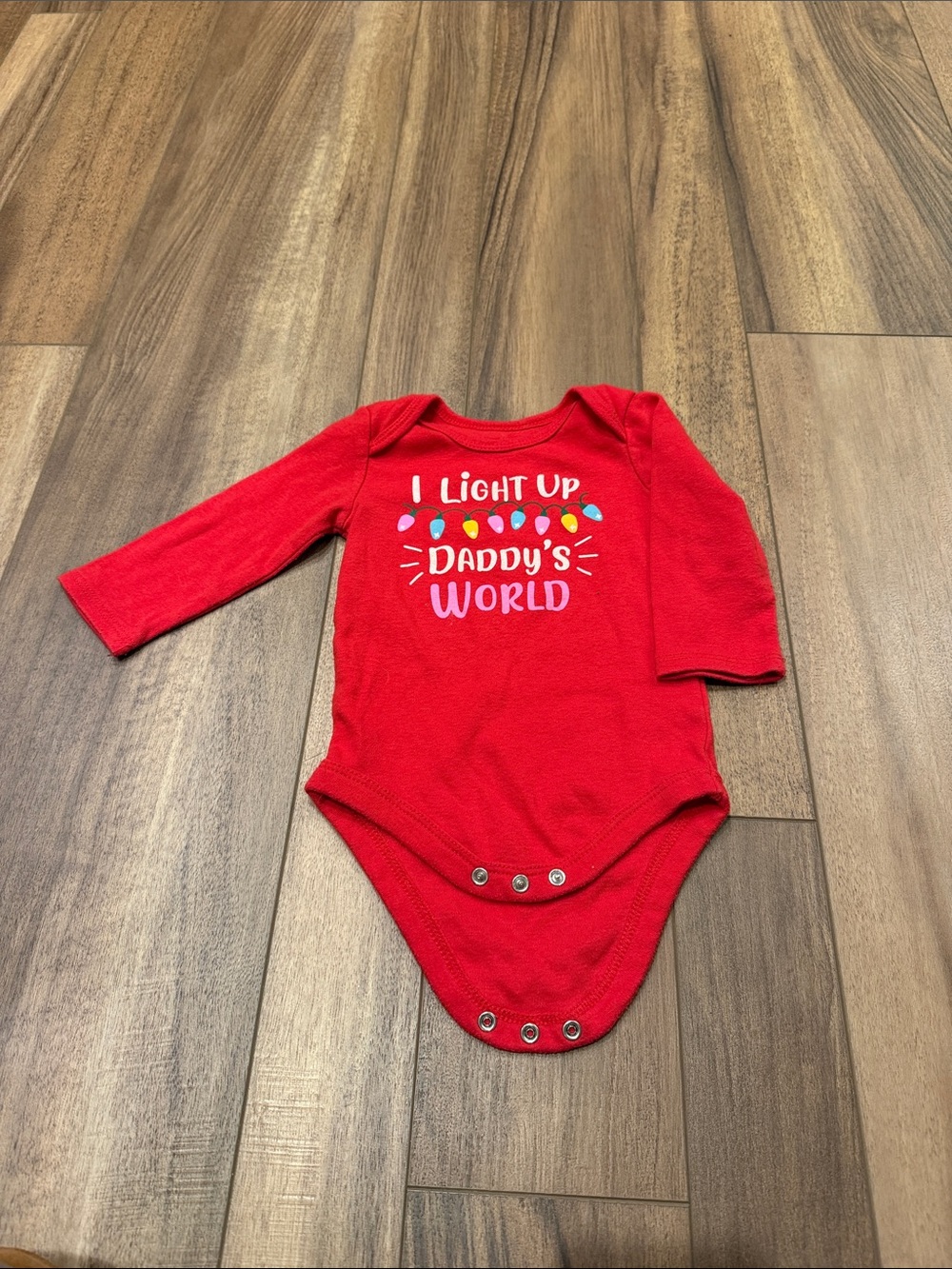 Red 'I Light Up Daddy's World' Long-Sleeve Baby One-Piece
